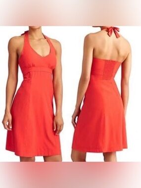 Athleta Pack Everywhere 2 Coral Sunset Mini Halter Dress 4